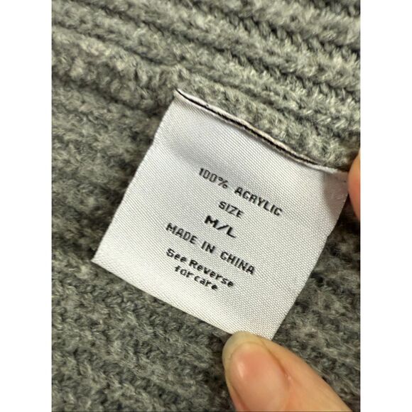 The Beach People The Twin Palms Grey Ribbed Cardigan Sweater M L - Picture 10 of 11